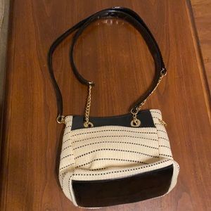 Beige and black purse